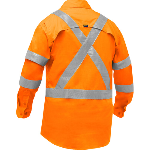 Bisley&reg; X-Back Long Sleeve Work Shirt with X-Airflow, Poly-Cotton, Small, High Visibility Orange Planification Entrepots Molloy