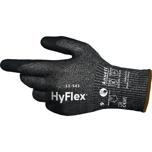 HyFlex&reg; 11-543 Cut Resistant Gloves, Size 6, 13 Gauge, Nitrile Coated, Nylon/Stainless Steel/HPPE/Spandex Shell, ASTM ANSI Level A7/EN 388 Level F Planification Entrepots Molloy