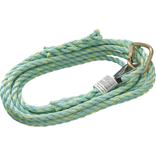 VL-1115-25 Vertical Lifeline Rope with Anchor End Carabiner & Trailing End Back Splice, Copolymer Planification Entrepots Molloy