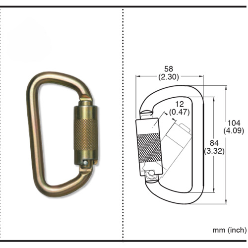 CP-03015-2 Zinc Plated Carabiner with 3/4" Gate Opening, Steel Planification Entrepots Molloy