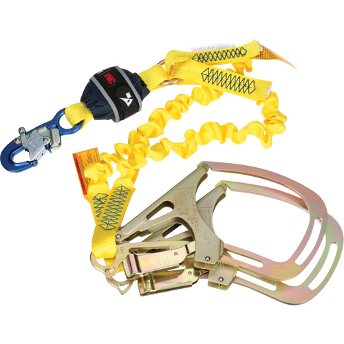 Twin-Leg Stretch Web Shock-Absorbing Lanyard, 6', Rebar Hook Center, Snap Hook Leg Ends Planification Entrepots Molloy