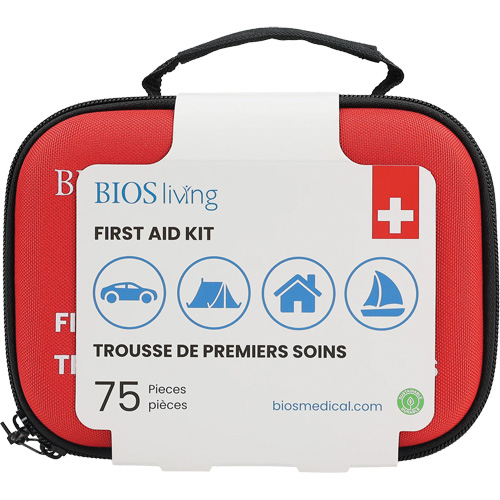 75-Piece Home & Travel First Aid Kit, Nylon Bag Planification Entrepots Molloy