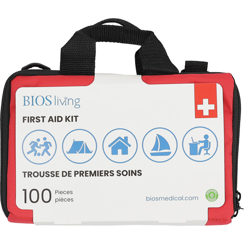 Trousse de premiers soins pour la maison et le voyage de 100 morceaux, Sac en nylon Planification Entrepots Molloy