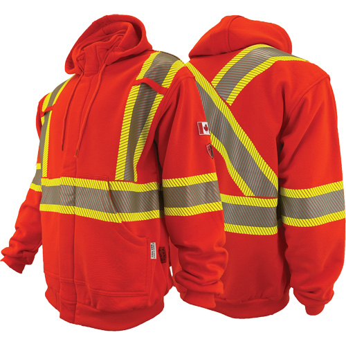 Atlas Guardian&reg; FR/AR Full-Zip Hoodies, Men's, Large, High Visibility Orange, 18 cal/cm² Planification Entrepots Molloy
