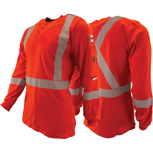 Atlas Guardian&reg; FR/AR Henley Shirts with 2" Striping, X-Small, High Visibility Orange Planification Entrepots Molloy