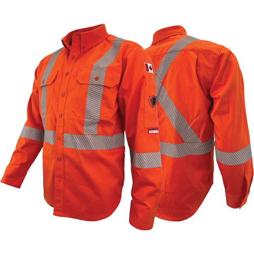 Atlas Guardian&reg; FR/AR Work Shirts with 2" Striping, X-Small, High Visibility Orange Planification Entrepots Molloy