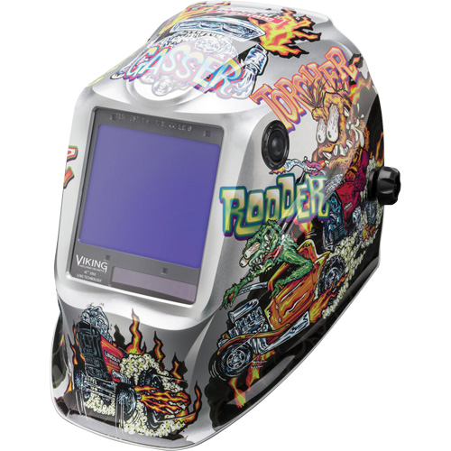 VIKING 3350 Hot Rodders Welding Helmet, 3.74" L x 3.34" W View Area, 5 - 13 Shade Range Planification Entrepots Molloy
