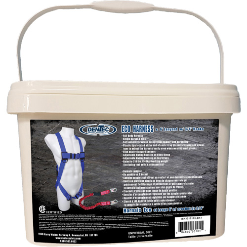 ECO Safety Harness in Pail with 6' Lanyard, CSA Certified, Class A, 255 lbs. Cap. Planification Entrepots Molloy
