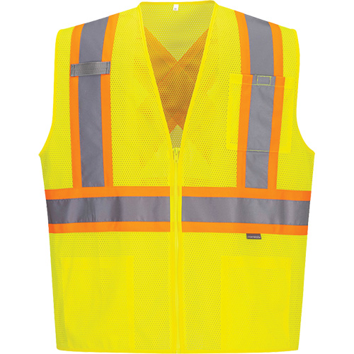 Veste de s&eacute;curit&eacute; &agrave; bandes contrastantes, Jaune lime haute visibilit&eacute;, Petit, Polyester Planification Entrepots Molloy