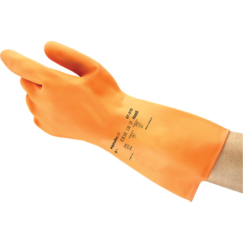 ALPHATEC&reg; 87-320 Gloves, Size 10, 11.8" L, Rubber Latex, Flock-Lined Inner Lining, 18-mil Planification Entrepots Molloy