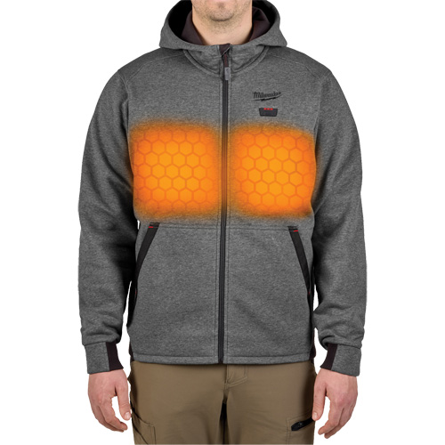 M12 Heated Hoodie with Battery, Men's, X-Large, Grey, Poly-Cotton Planification Entrepots Molloy
