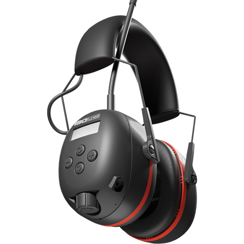 Black & Red Air Defender AM/FM Earmuffs, Headband Style, 24 dB Planification Entrepots Molloy