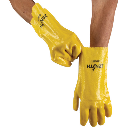 Rough-Finish Chemical-Resistant Gloves, Size 9, 12" L, PVC, Interlock Inner Lining, 47-mil Planification Entrepots Molloy