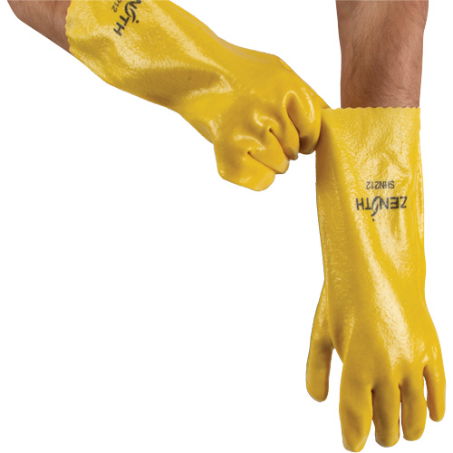 Rough-Finish Chemical-Resistant Gloves, Size 9, 14" L, PVC, Interlock Inner Lining, 47-mil Planification Entrepots Molloy