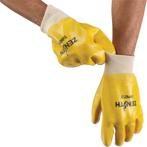 Rough-Finish Chemical-Resistant Gloves, Size 9, 10" L, PVC, Interlock Inner Lining, 47-mil Planification Entrepots Molloy