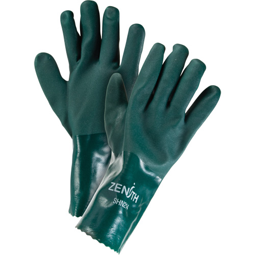 Gants verts &agrave; double enduit, 12" lo, PVC, Doublure en Jersey de coton, 70 mils Planification Entrepots Molloy