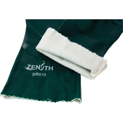 Double Dipped Green Gloves, 14" L, PVC, Cotton Jersey Inner Lining, 70-mil Planification Entrepots Molloy