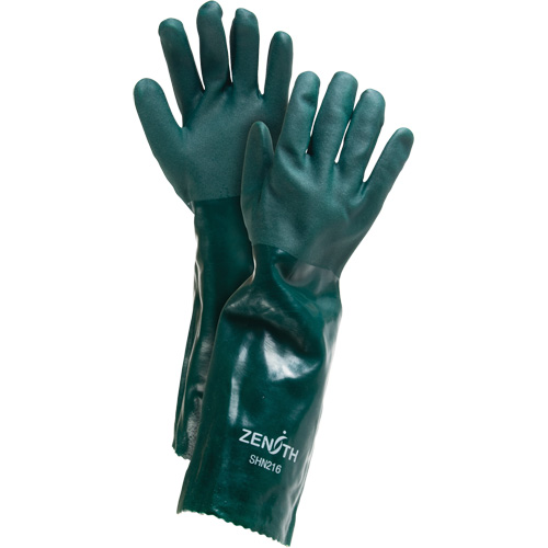 Gants verts &agrave; double enduit, 18" lo, PVC, Doublure en Jersey de coton, 70 mils Planification Entrepots Molloy