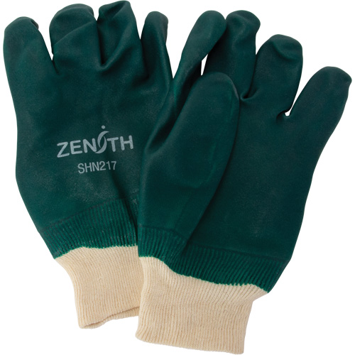 Double Dipped Green Gloves, 10" L, PVC, Cotton Jersey Inner Lining, 70-mil Planification Entrepots Molloy