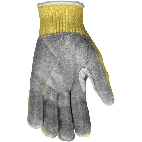 Gants de travail r&eacute;sistant &agrave; la coupe CutPro avec paume en cuir fendu, Taille Petit, Calibre 7, Enveloppe en Kevlar, ASTM ANSI niveau A3 Planification Entrepots Molloy