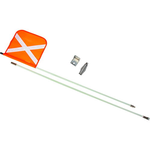 Heavy-Duty Safety Whip, Threaded Mount, 8' High, Orange with Reflective X Planification Entrepots Molloy