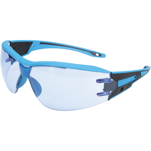 Lunettes de s&eacute;curit&eacute; sans monture Captain d&eacute;tectables par d&eacute;tecteur de m&eacute;taux, Lentille Bleu p&acirc;le, Antibu&eacute;e/Anti-&eacute;gratignures, ANSI Z87+/R&eacute;pond ou surpasse la norme CSA Z94.3 Planification Entrepots Molloy
