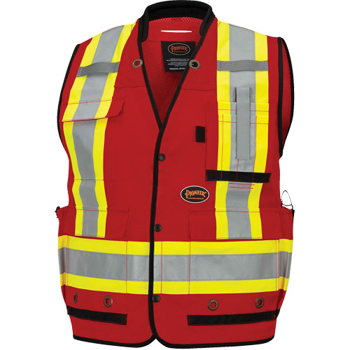 6678 Veste d'arpenteur antimicrobienne haute visibilit&eacute; avec dos en maille, Rouge, Petit, Polyester Planification Entrepots Molloy