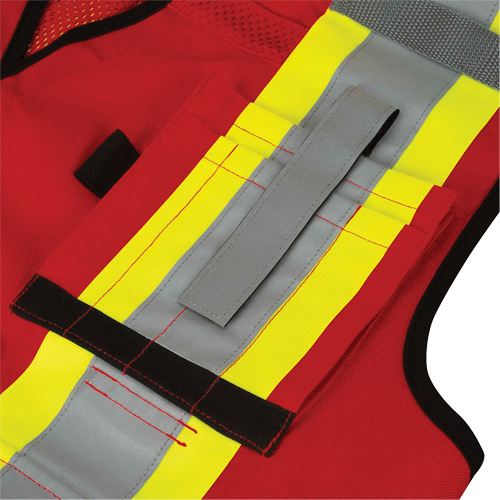 6678 Veste d'arpenteur antimicrobienne haute visibilit&eacute; avec dos en maille, Rouge, Petit, Polyester Planification Entrepots Molloy