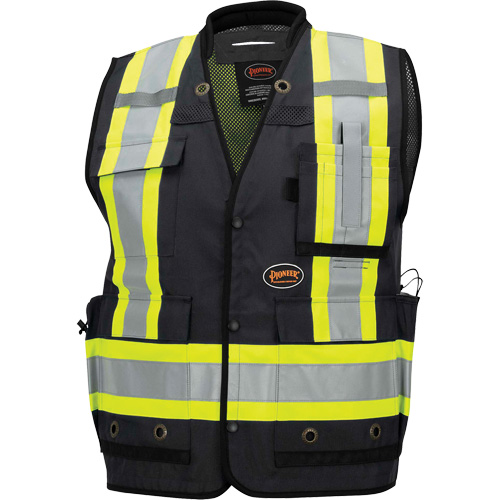 6679 Veste d'arpenteur antimicrobienne haute visibilit&eacute; avec dos en maille, Noir, Petit, Polyester Planification Entrepots Molloy