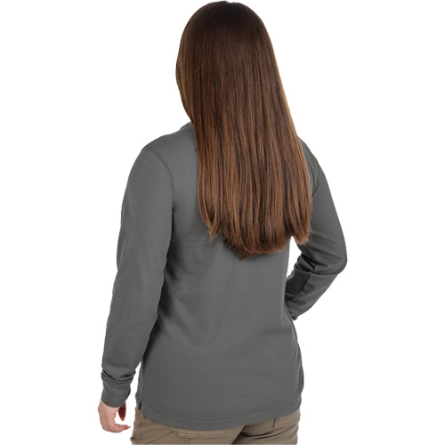 GRIDIRON Long Sleeve Pocket T-Shirt, Women's, X-Small, Grey Planification Entrepots Molloy
