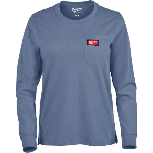 GRIDIRON Long Sleeve Pocket T-Shirt, Women's, X-Small, Blue Planification Entrepots Molloy