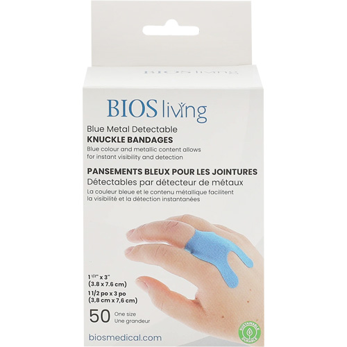 Bandages bleus, Jointures, 3", Tissu d&eacute;tectable, St&eacute;rile Planification Entrepots Molloy