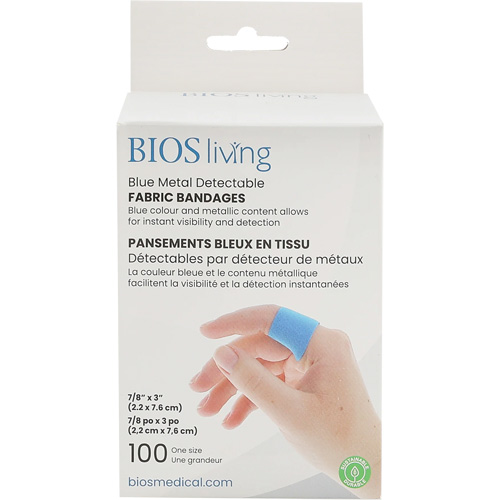 Bandages bleus, Rectangulaire/carr&eacute;e, 3", Tissu d&eacute;tectable, St&eacute;rile Planification Entrepots Molloy
