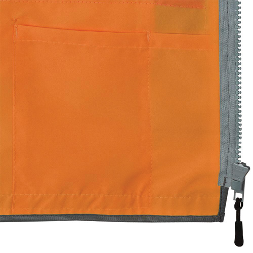 Veste de s&eacute;curit&eacute; pour arpenteur Pioneer avec fermeture &agrave; glissi&egrave;re et dos en maille, Orange haute visibilit&eacute;, Petit, Polyester Planification Entrepots Molloy