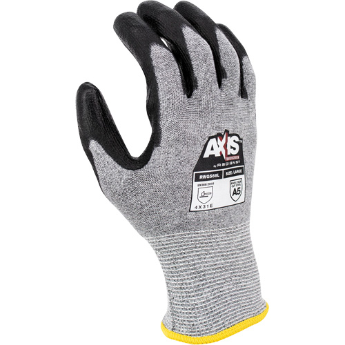 Gants de travail r&eacute;sistants &agrave; la coupe, compatibles avec &eacute;crans tactiles RWG566 AXIS, Taille Petit, Calibre 18, Rev&ecirc;tement Polyur&eacute;thane, Enveloppe en Acier inoxydable/PEHP, ASTM ANSI niveau A5/EN 388 niveau E Planification Entrepots Molloy