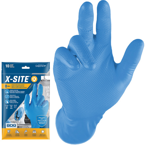 Gants jetables Grippaz, Petit, Nitrile, 8 mils, Sans poudre, Bleu Planification Entrepots Molloy