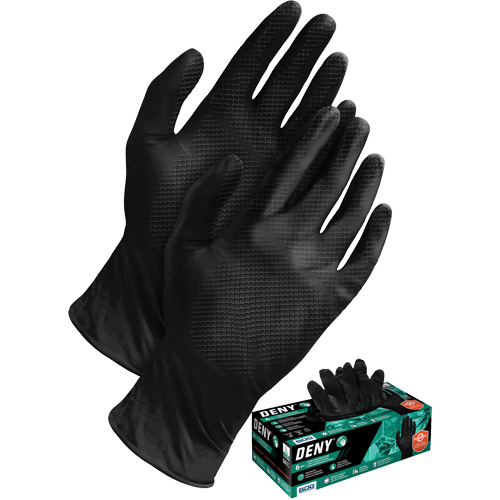 Deny&reg; Disposable Gloves, Small, Nitrile, 6-mil, Powder-Free, Black Planification Entrepots Molloy