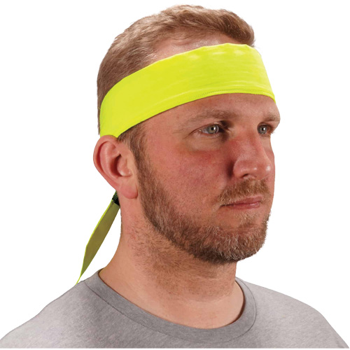 Chill-Its 6702 Cooling Headband with Embedded Polymers & Tie Closure, High Visibilty Lime-Yellow Planification Entrepots Molloy