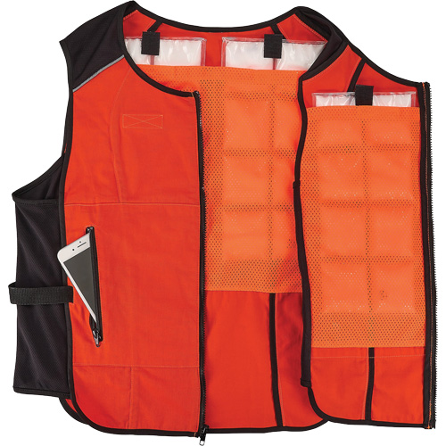 Chill-Its 6260 Lightweight Phase Change Cooling Vest with Rechargeable Packs, 2X-Large/3X-Large, Orange Planification Entrepots Molloy