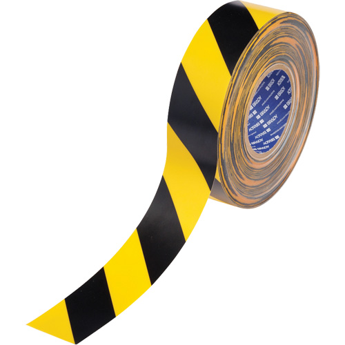 Ruban de marquage pour plancher ToughStripe Max, 2" x 100', Polyester, Noir et jaune Planification Entrepots Molloy