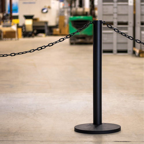 Industrial Stanchion Kit with Plastic Chain, 37" High, Black Planification Entrepots Molloy