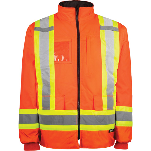 Manteau haute visibilit&eacute; 7-en-1, Polyester, Orange haute visibilit&eacute;, T-Grand Planification Entrepots Molloy