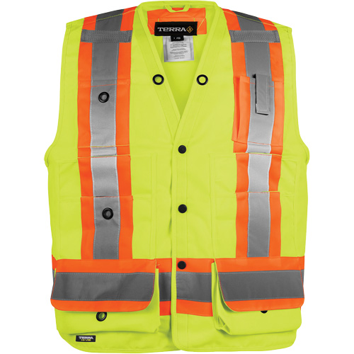 High-Visibility Surveyor's Vest, High Visibility Orange, Small, Polyester Planification Entrepots Molloy