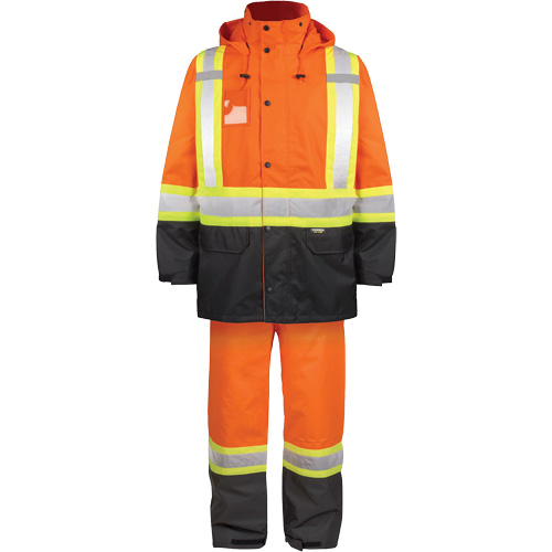 High-Visibility 150-Deniers Rain Suit, Polyester, X-Large, High Visibility Orange Planification Entrepots Molloy