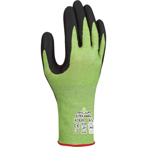 Gants r&eacute;sistants &agrave; la coupe S-TEX Alpha XC820, Taille 2T-Grand/10, Calibre 18, Rev&ecirc;tement Nitrile micromousse, Enveloppe en Tungst&egrave;ne, ASTM ANSI niveau A6/EN 388 niveau F Planification Entrepots Molloy