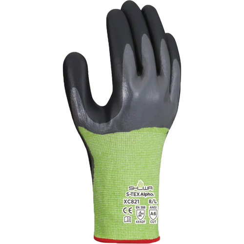Gants r&eacute;sistants &agrave; la coupe S-TEX Alpha XC821, Taille Grand/8, Calibre 18, Rev&ecirc;tement Nitrile, Enveloppe en Polyester/Nylon/Polyur&eacute;thane/PEHP/Tungst&egrave;ne, ASTM ANSI niveau A6/EN 388 niveau F Planification Entrepots Molloy