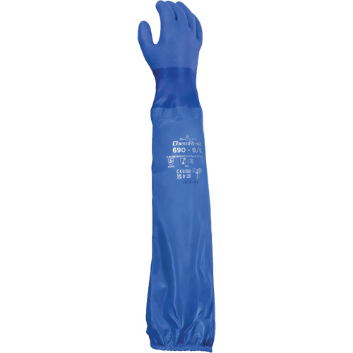 Gants r&eacute;sistants aux produits chimiques 690, Taille T-Grand/10, 26" lo, Coton/PVC Planification Entrepots Molloy