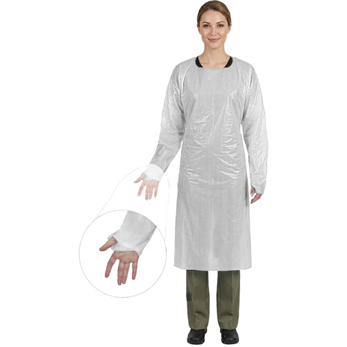 Blouse CoverMe avec passe-pouces, Taille unique, Blanc, Poly&eacute;thyl&egrave;ne Planification Entrepots Molloy