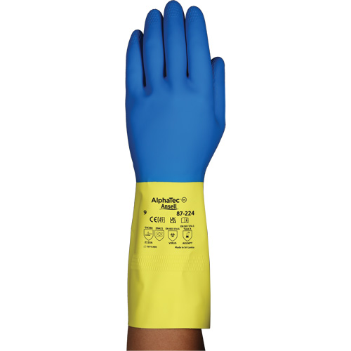 Gants r&eacute;sistants aux produits chimiques AlphaTec 87-224, Taille 10, 12,8" lo, N&eacute;opr&egrave;ne/Latex de caoutchouc, Doublure en Coton/Ouat&eacute;e, 26,8 mils Planification Entrepots Molloy