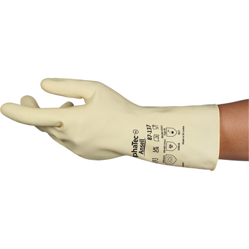 Gants naturels et l&eacute;gers AlphaTec 87-137, Taille 7, 11,8" lo, Latex de caoutchouc, 16 mils Planification Entrepots Molloy